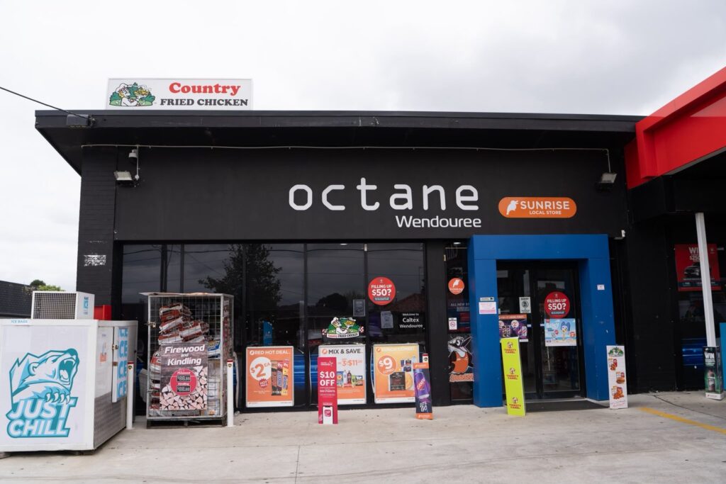 Front of the Octane Wendouree store with its entrance and promotions