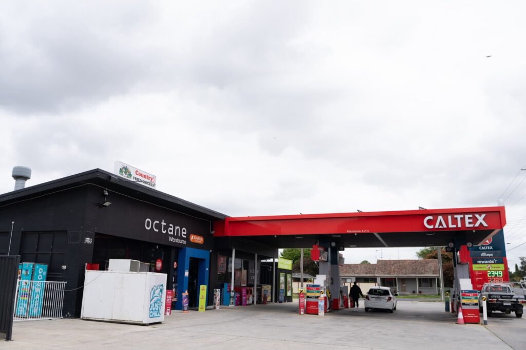 Octane store and Caltex canopy seen from the forecourt